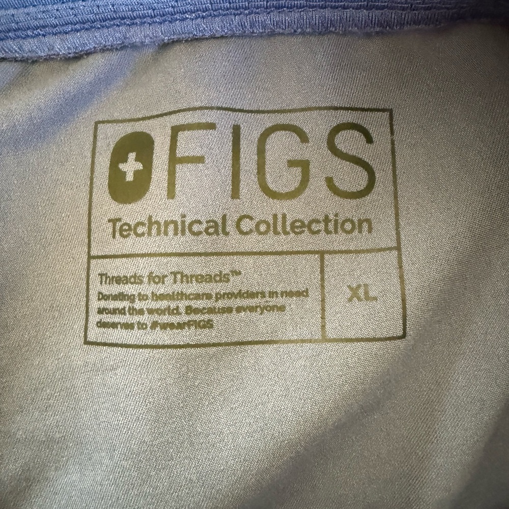 🌄 Figs Big Sky (PO 1525) Blue Jogger Scrub Pants with Teal Drawstring - Picture 6 of 7